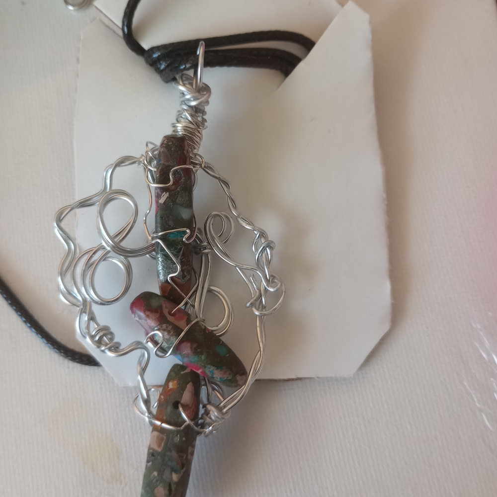 Handcrafted Silver Wire Wrapped Pendant Necklace